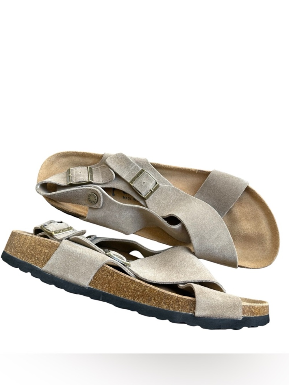 Birkenstock Tulum 43 narrow soft footbed sandals nubuck suede taupe tan